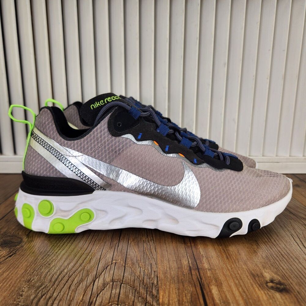 Nike React Element 55 SE Running Shoes Mens Sz 8.5 Pumice Silver Volt CI3831-200